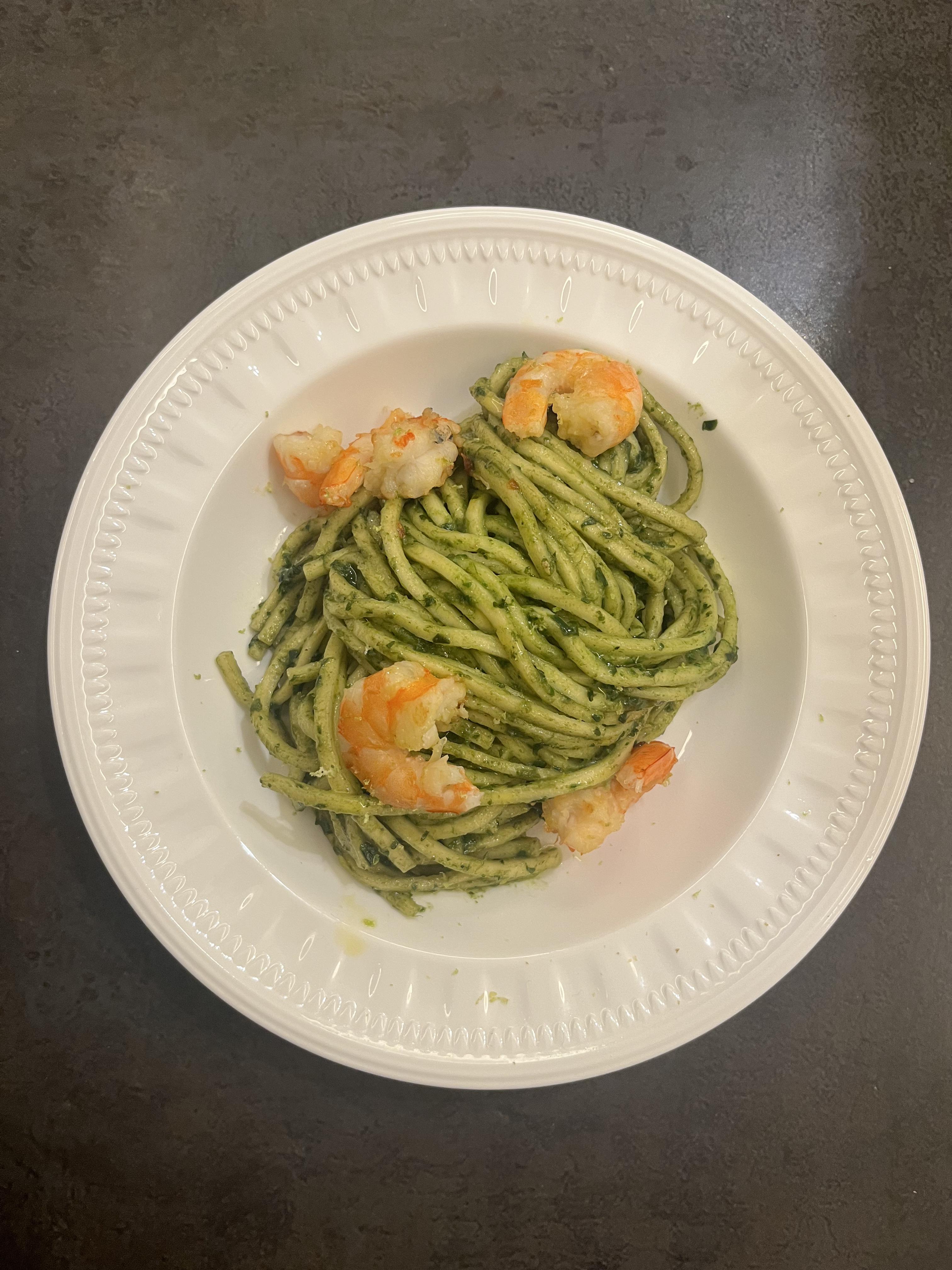 Pasta Pesto e Mazzancolle